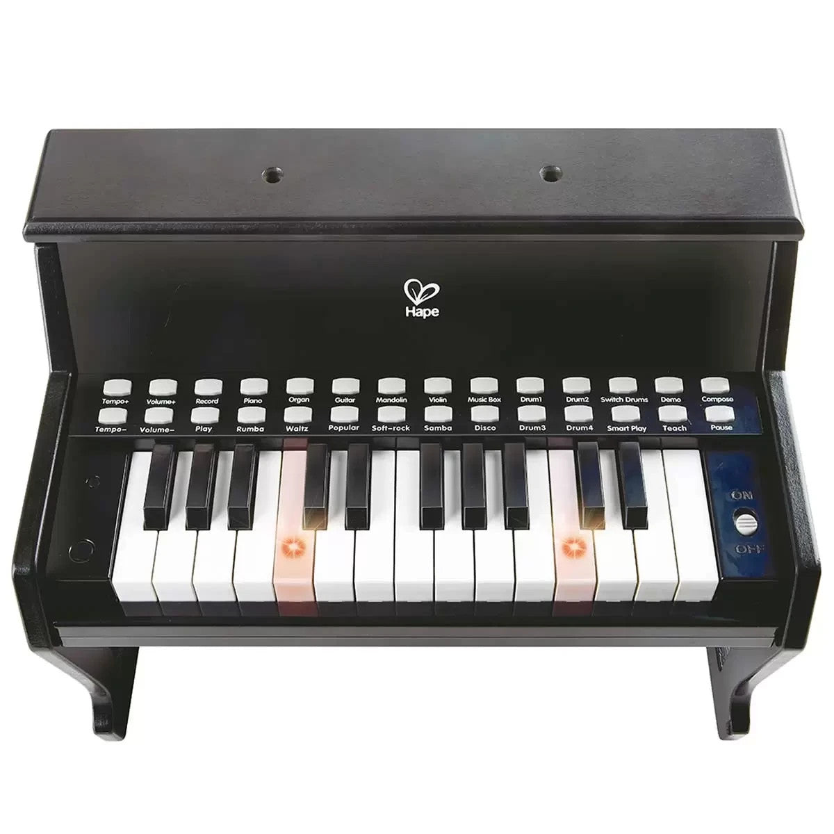 HAPE Learn with Lights Black 25 Keys Electric Piano for Kids 3 Years +