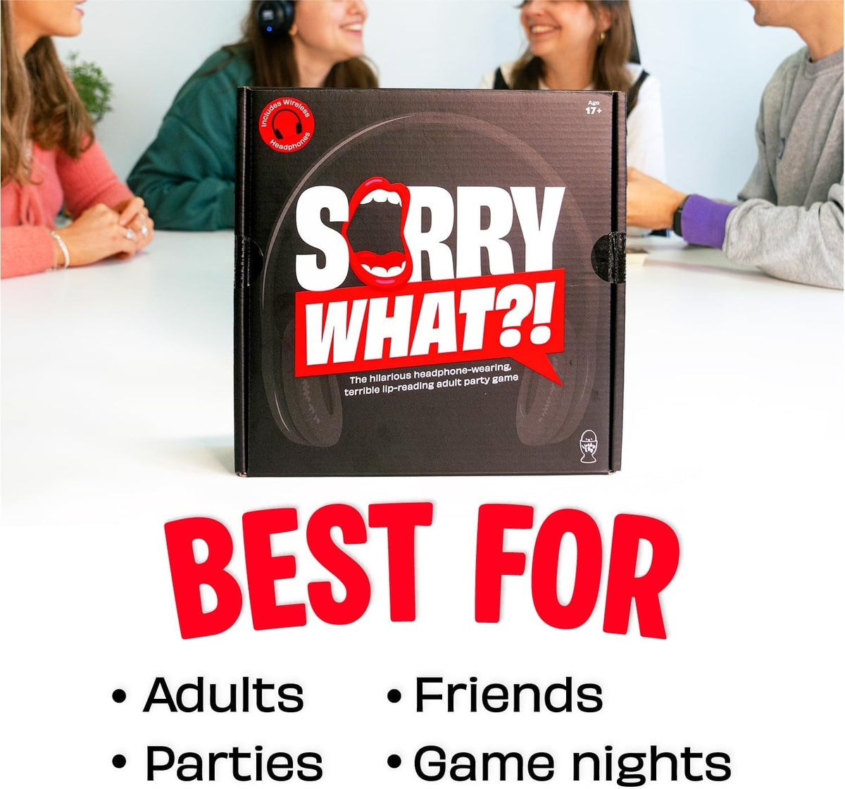 Sorry What?! Card Game 18+ Adults Only 400 Cards Wireless Headphones Included