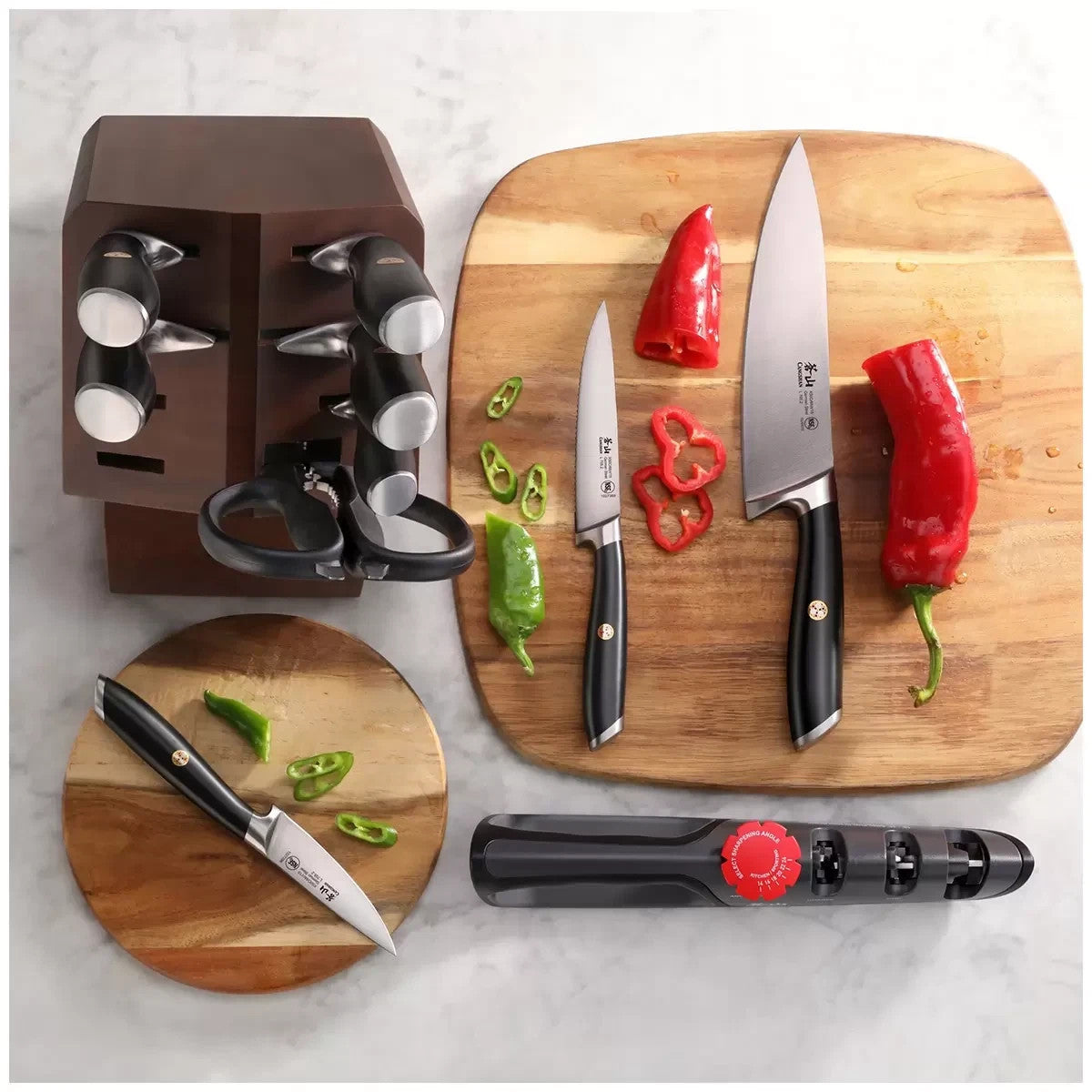 Cangshan L Series German Steel Knife Block Set 10 Piece Black w/ Sharp, Block