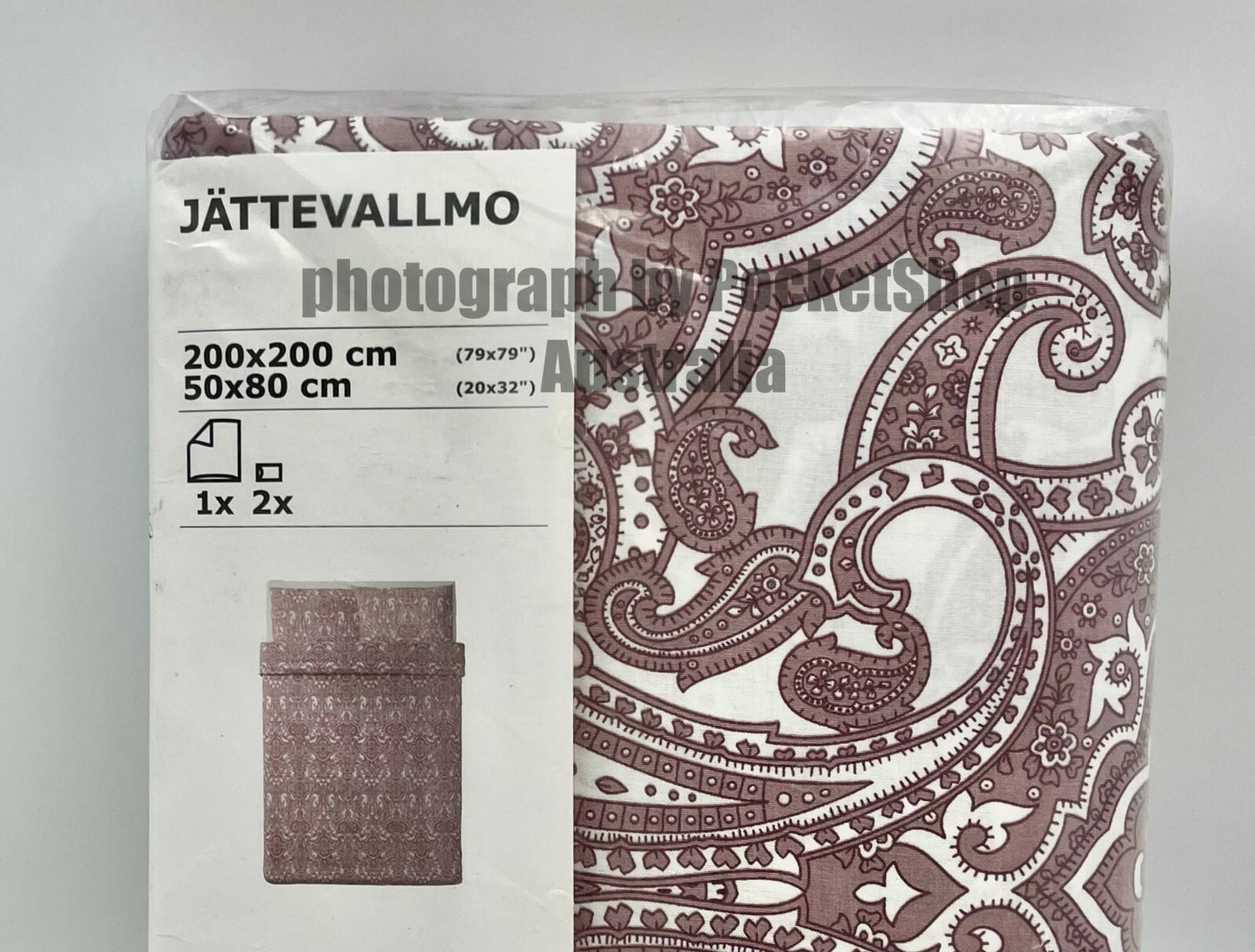 IKEA JATTEVALLMO Cotton Quilt Cover Set 2 pillowcases Queen Double Bed 200x200cm