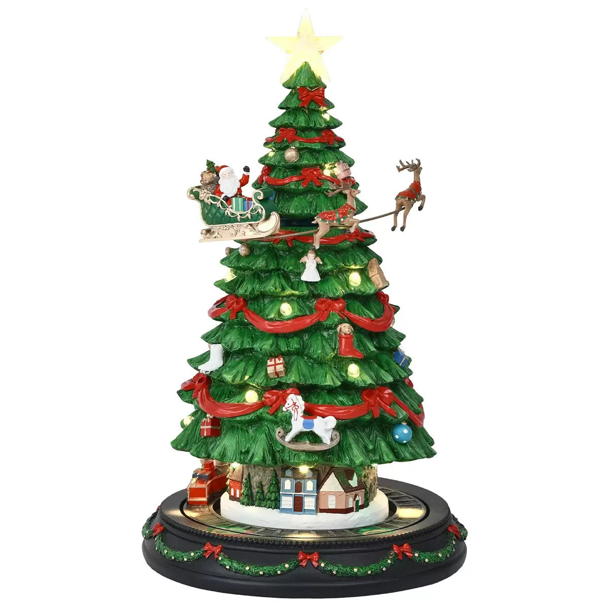 Holiday Tree with Music & LED Lights - Rotating Christmas Tree Tabletop Décor