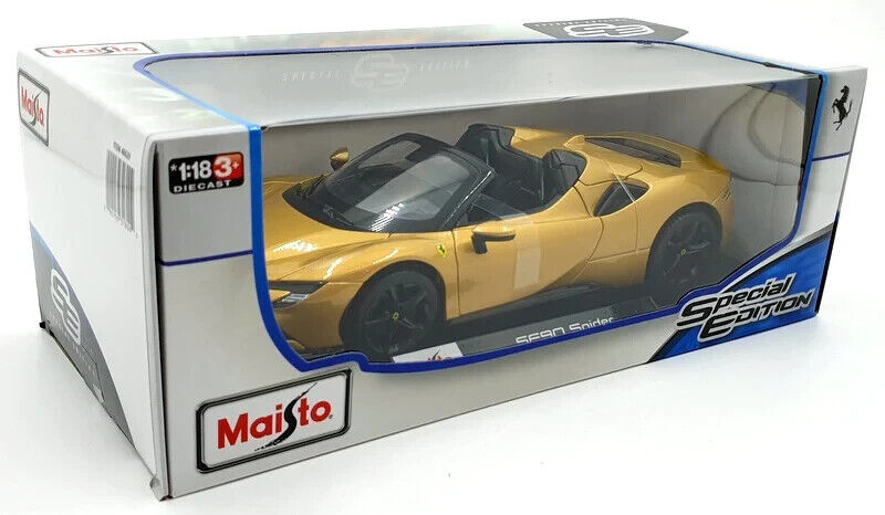 Maisto Ferrari SF90 Spider 1:18 Scale Diecast Model Car Gold