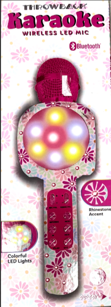 Throwback Karaoke Wireless LED Mic Bluetooth LED Lights  Built in Speaker