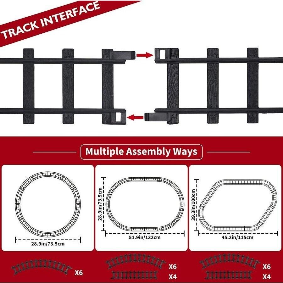 Christmas Steam Train Set for Kids with Light & Sounds Smoke Effect 10 Track