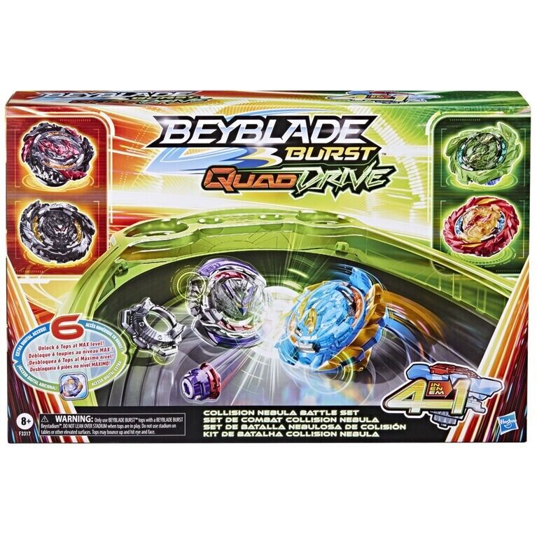 Beyblade Burst QuadDrive Collision Nebula Stadium Battle Set 2 Launchers 6 Tops