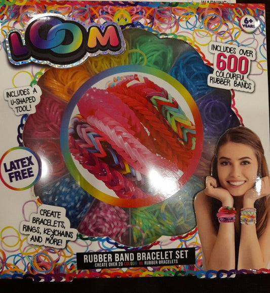 Loom Rubber Band Bracelet Set with 600 Colourful Bands Brand New
