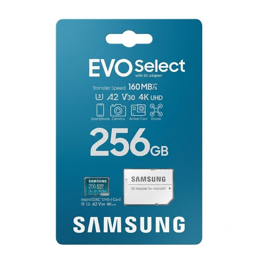 Samsung 256GB EVO Select Plus microSD Card A2 V30 U3 160MB/s + Adapter