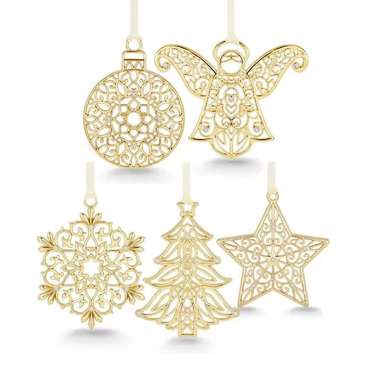 Mestige Luxury Christmas Tree Ornaments 5 Piece Swarovski Crystal Elements GOLD