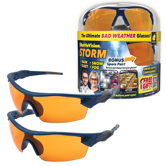 2pcs Battle Vision Storm As Seen On TV  Ultimate Bad Weather Glasses Comfortable