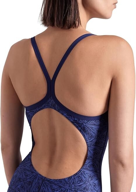 ARENA Girls Arena Abstract Tiles Swimsut Lightdrop Navy Team Royal Size US 20