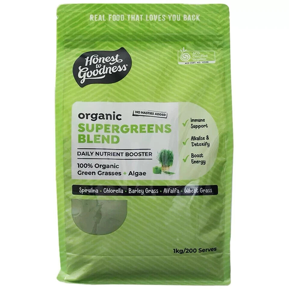 Honest to Goodness Organic Supergreens Blend Powder 1kg - Daily Nutrient Booster