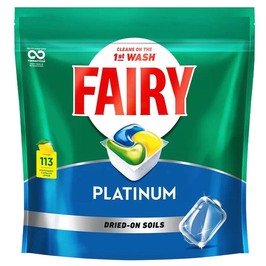 113 Pk Fairy Platinum All in One Lemon Automatic Dishwashing Tablets Dishwasher