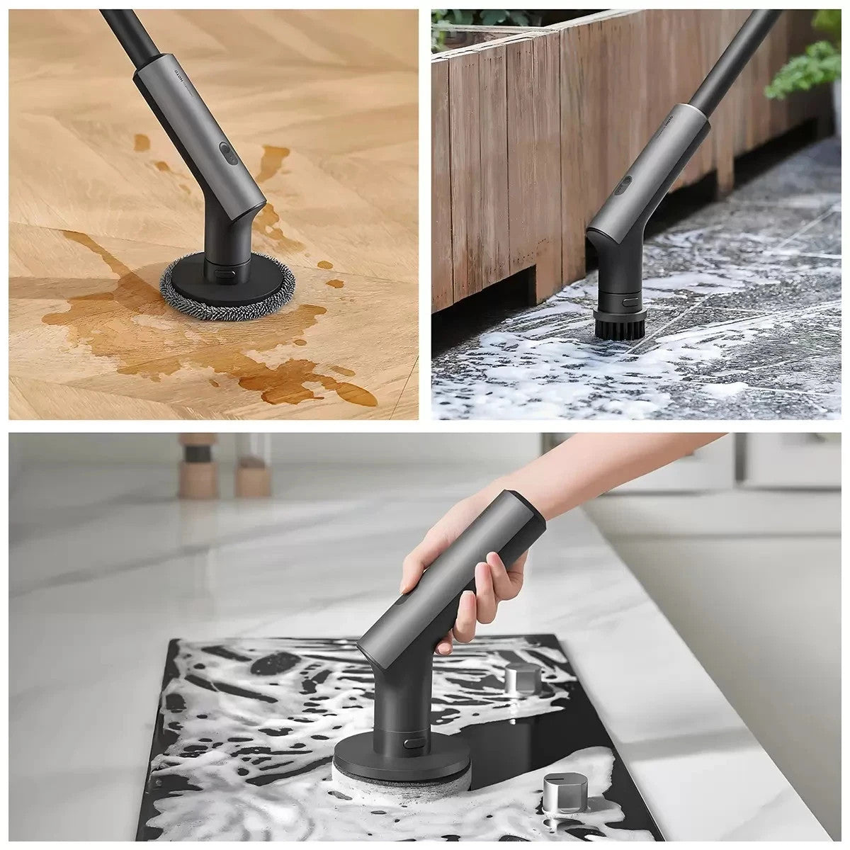 HOTO Cordless Electric Spin Scrubber Adjustable Angles with 6 Brush Heads