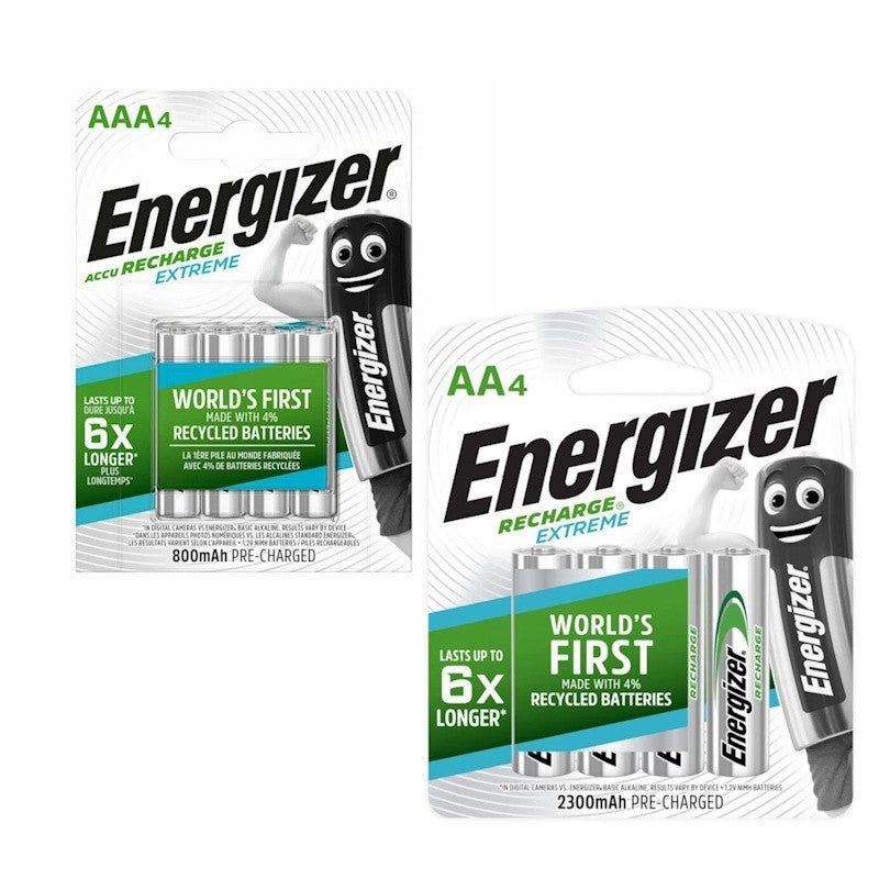 Energizer AA or AAA Rechargeable Batteries ACCU Recharge Extreme Pack of 4 