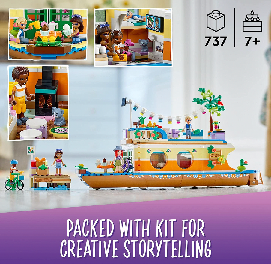 LEGO Friends Canal Houseboat 41702 Boat With Rooftop Garden & Stall, Bike