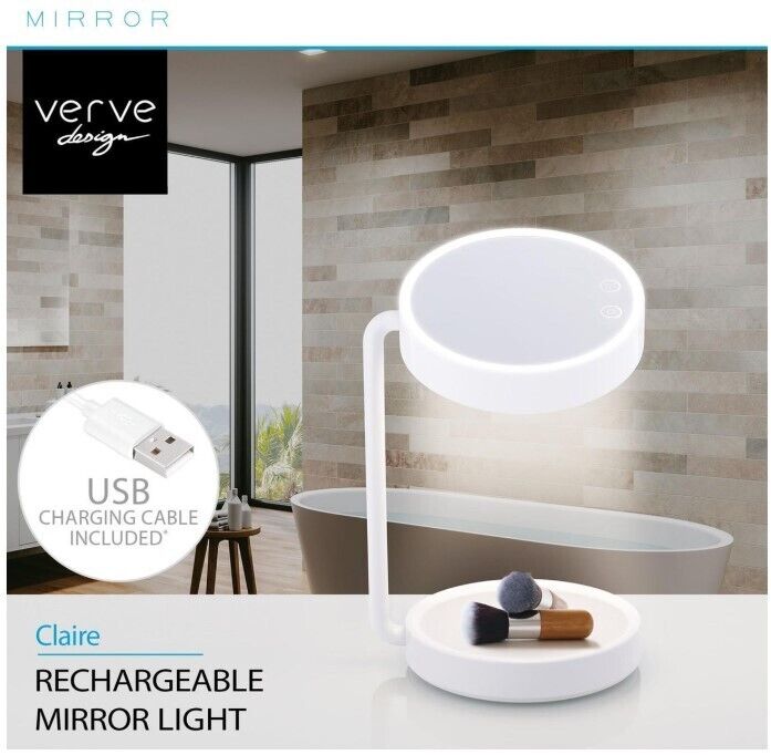 Verve Design Claire Rechargeable Mirror Light 6W LED 330 Lumens 5500K Daylight