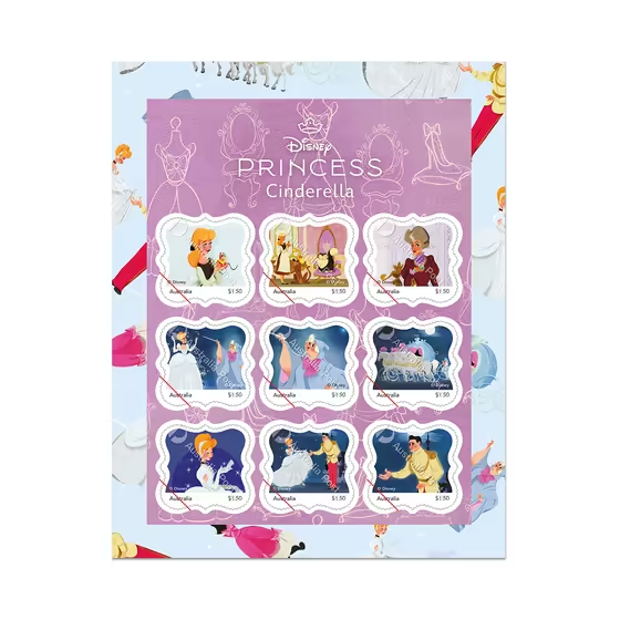 2025 Disney Princess Cinderella 75th Anniversary Stamp Pack Australia Post NEW
