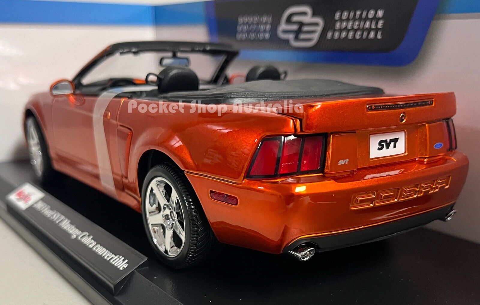 Maisto Metallic Orange 2003 Ford SVT Mustang Cobra Convertible Kids Diecast 1:18