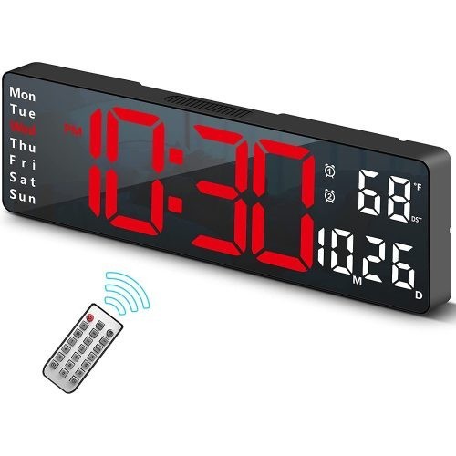 13" LED Large Big Jumbo Wall Desk Digital Clock  Desktop Calendar Temperature