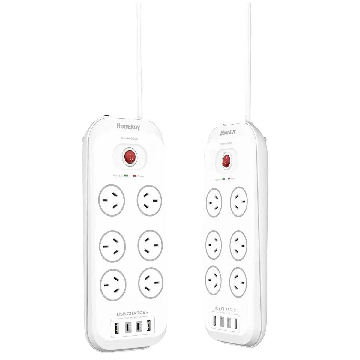 2x Huntkey 6 AC Outlets Surge Protector Powerboard 2X PD20 USB C, USB A Charger