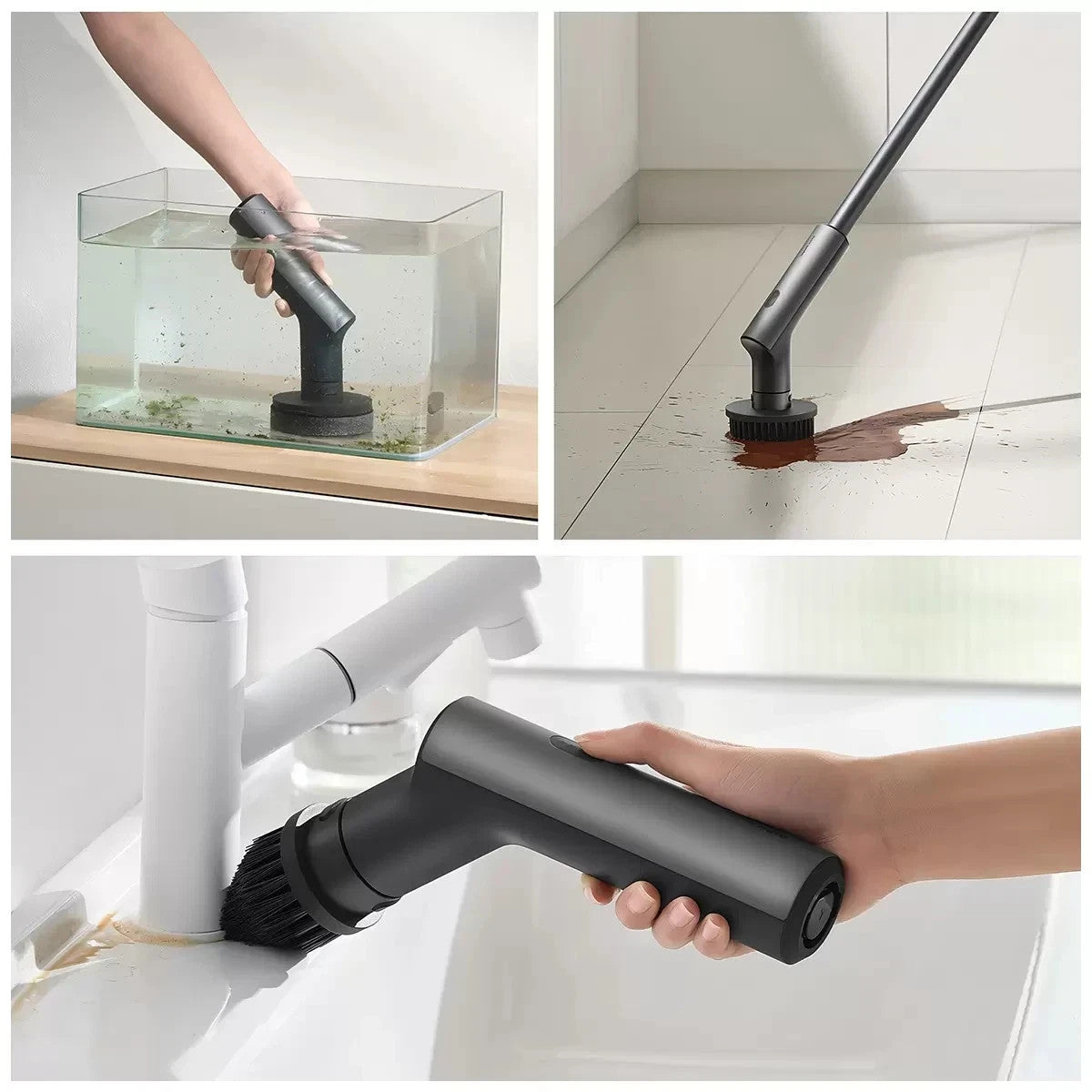 HOTO Cordless Electric Spin Scrubber Adjustable Angles with 6 Brush Heads