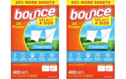 Bounce Select a Size Fabric Softener Dryer Sheets Outdoor Fresh 800 Count 2x 400