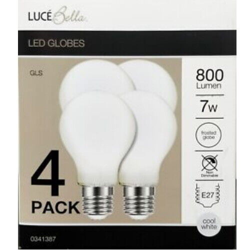 4PK Globe LED Ashape Luce Bella 7W 800LM Cool White Fila Light Bulb B22 / E27