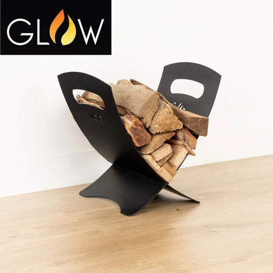 Glow Kindling Stacker Fireplace Fire Place Firewood Log Holder Steel Curved