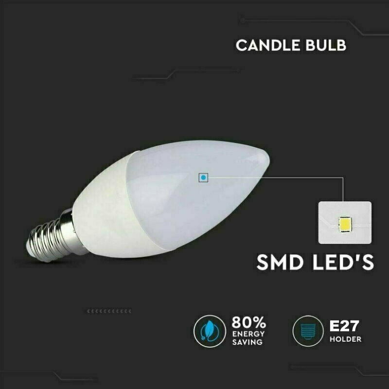 Samsung LED illuminated E27 Candle Light Bulb Globe 3000K Warm White 1PK/6PK