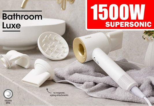 1500W SUPERSONIC Hair Dryer with Diffuser Professional Ionic Blow Dryer 110k RPM