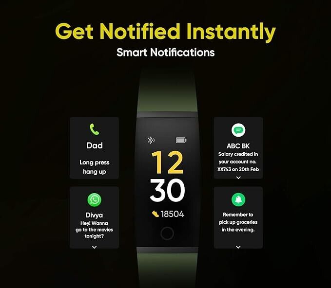 Realme Band Activity Tracker Heart Rate Monitor ‎0.96" TFT Display Unisex Black