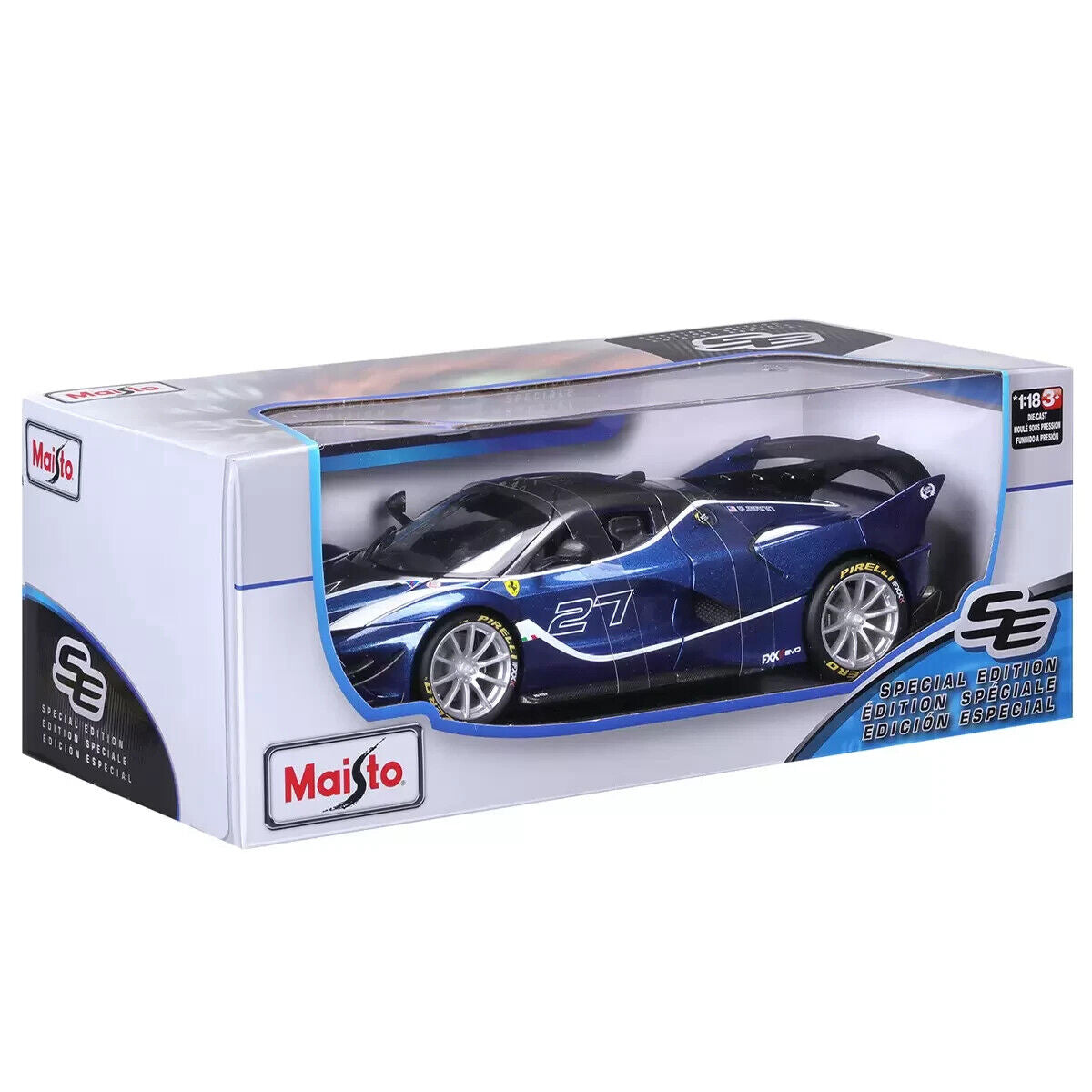 Maisto 1:18 Ferrari FXX K Evo Metallic Blue Detailed Die Cast Toy Diecast Car