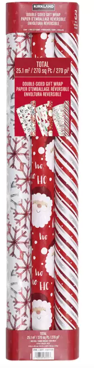 Kirkland Signature Double Sided Christmas Gift Wrap 6 Pk Assorted Design
