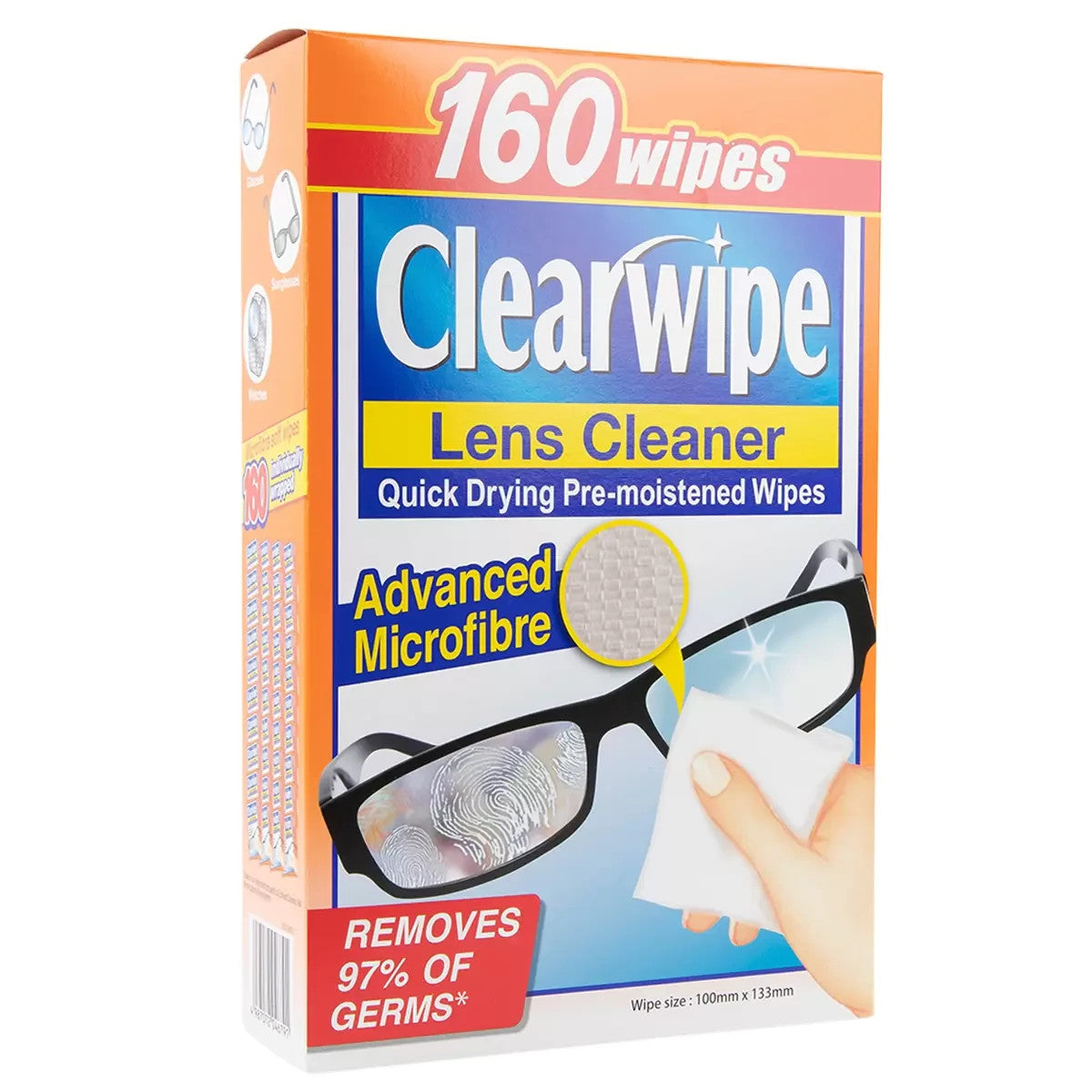 Clearwipe Lens Cleaner 160 Pack Quick Drying And Streaking Fee No Scratching