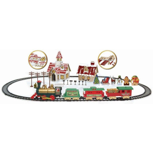 Motorized Christmas Village Train Set Rail Track with Real Lights  Sounds