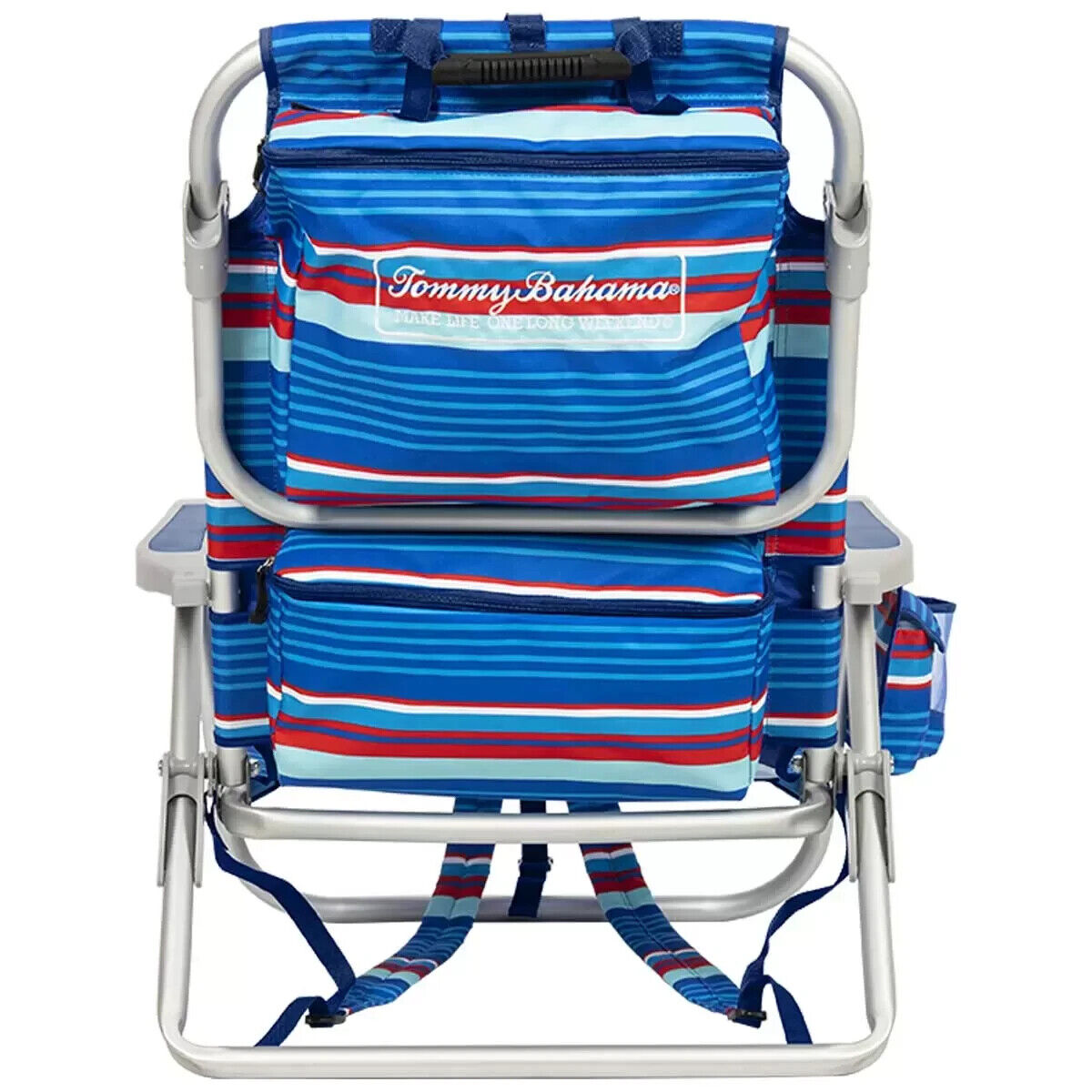 Tommy Bahama Beach Chair Backpack Folding Low Seat Lounge Summer Camping Blue