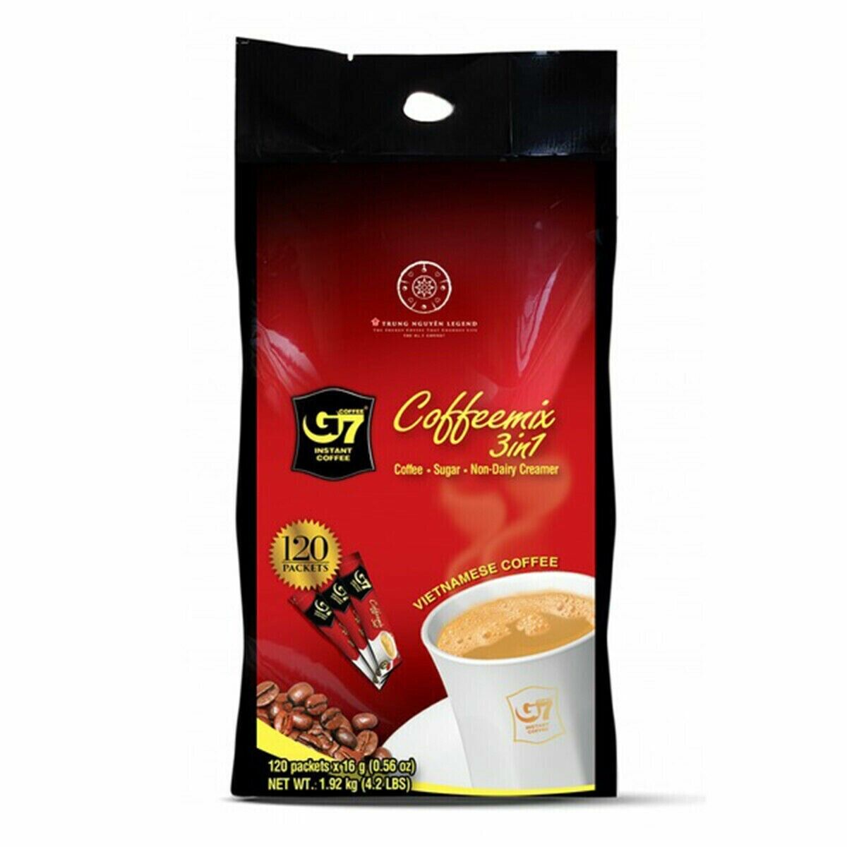 Trung Nguyen Legend G7 Instant Coffee 120 Packets 3 in 1 Vietnamese Coffeemix