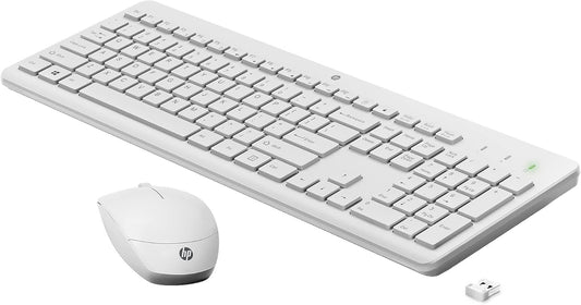 HP 230 Wireless 2.4GHz Full-size Keyboard and Mouse Set White Colour