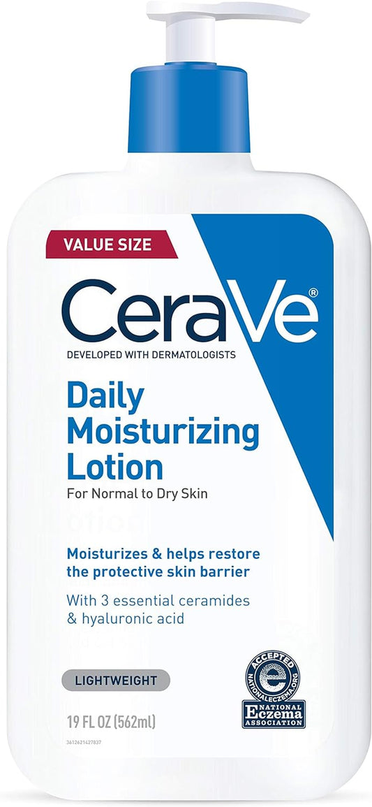 Cerave Daily Moisturizing Lotion for Dry Skin | Body Lotion & Face Moisturizer with Hyaluronic Acid and Ceramides | Daily Moisturizer | Fragrance Free | Oil-Free