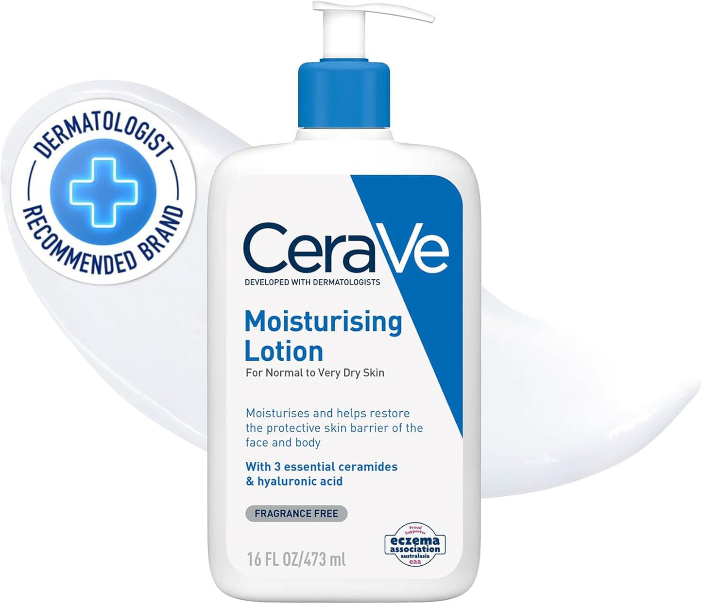 Cerave Moisturising Lotion for rmal to Very Dry Skin, Daily Body & Face Moisturiser, Moisturises and Helps Restore the Protective Skin Barrier, Hyaluronic Acid + Ceramides, Fragrance Free, 473Ml