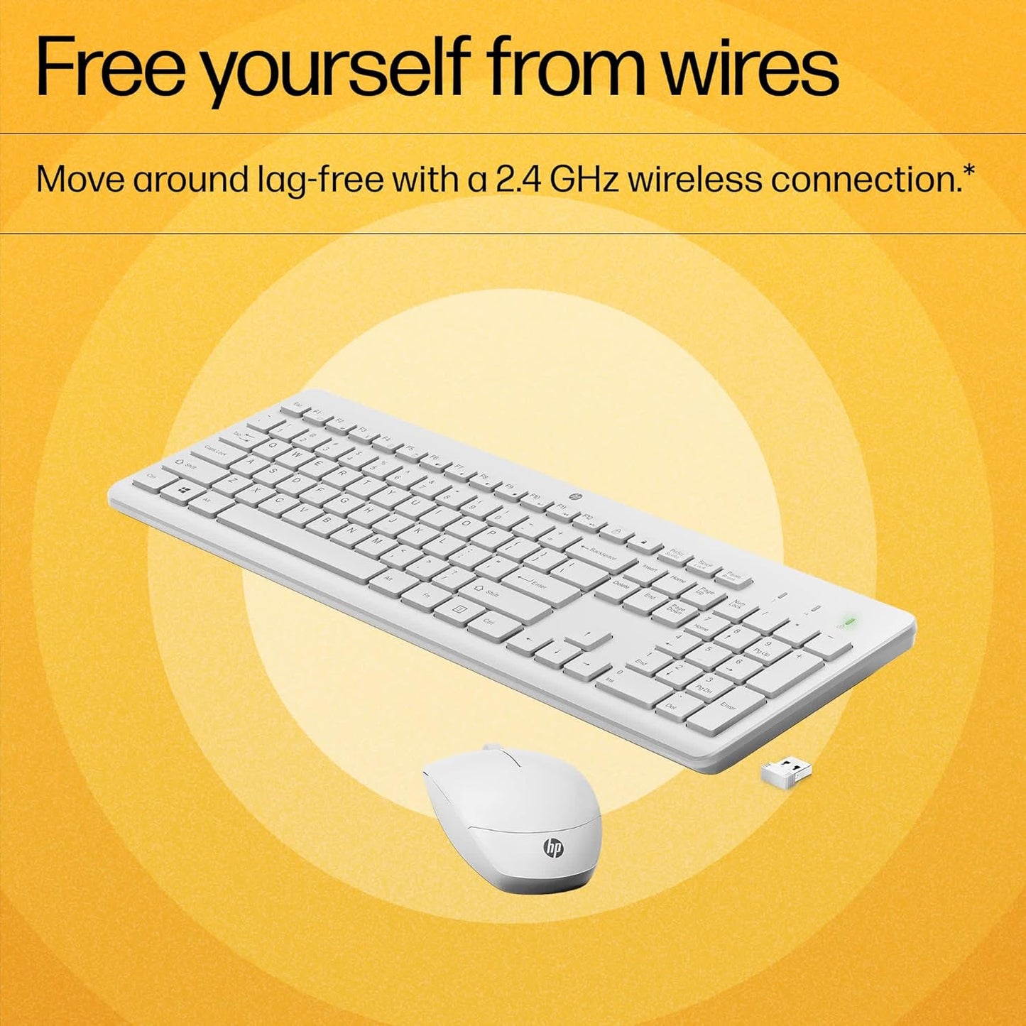 HP 230 Wireless 2.4GHz Full-size Keyboard and Mouse Set White Colour