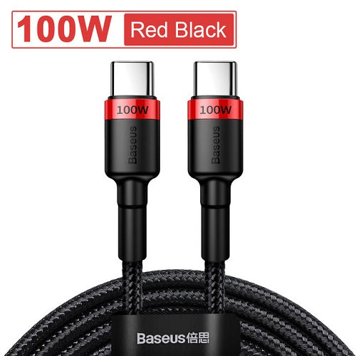 Baseus 2M USB C to USB Type C Cable Quick Charge 4.0 PD 100W Fast Charging - Red Black