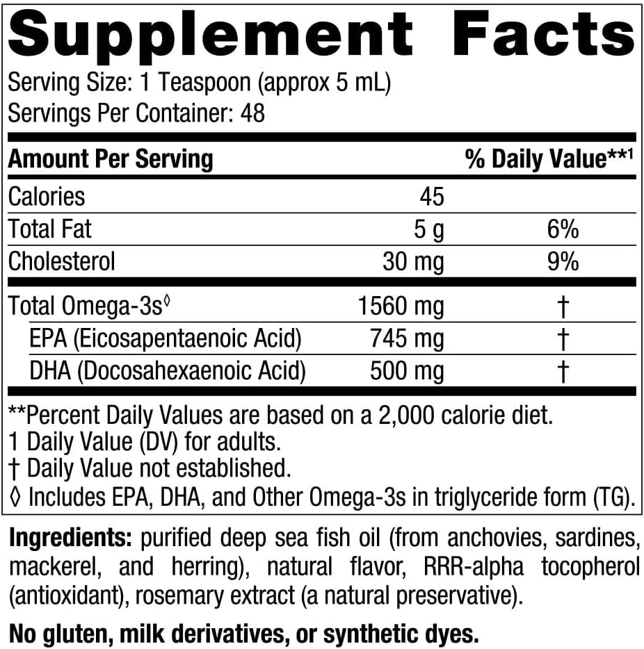 Omega-3 Lemon 8 Fl Oz 237 Ml