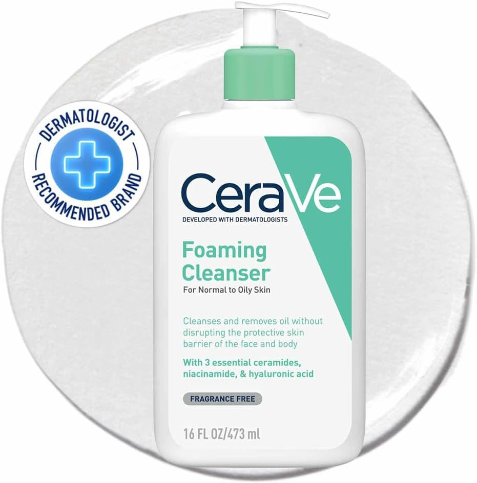 Foaming Cleanser Gel Face Wash for Normal to Oily Skin, Removes Oil without Disrupting the Protective Skin Barrier, Hyaluronic Acid + Niacinamide + Ceramides, Fragrance Free, Oil Control, 473Ml