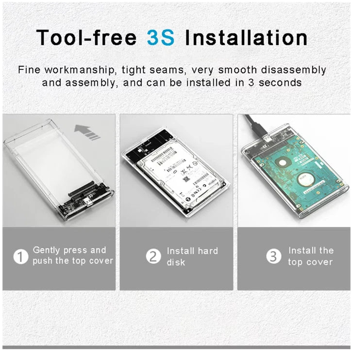 BalanceFit USB 3.0 2.5 SATA SSD Hard Disk Drive Enclosure Case USB C Adapter