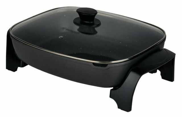 Westinghouse 2400W Non-Stick Electric Skillet Fry Pan w/ Glass Lid Cookware Grey