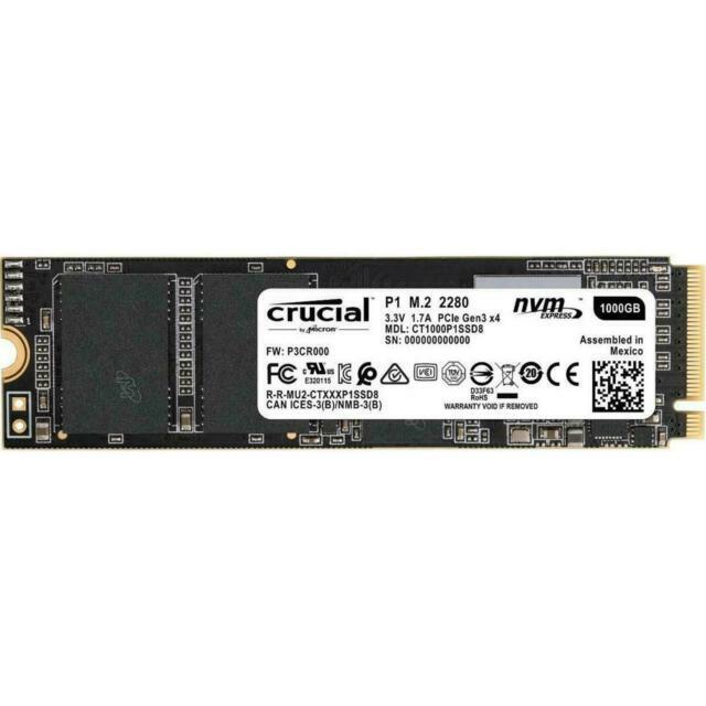 Crucial P1 1TB CT1000P1SSD8 NVMe PCIe M.2 Internal SSD Solid State Drive